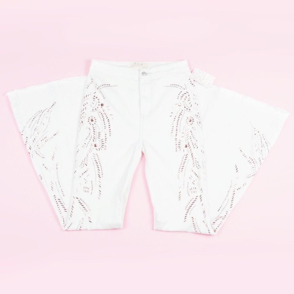 Free People White Flare Jeans